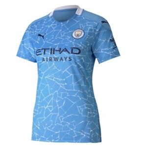 Manchester City 20/21 Women's Home Soccer Jersey Blue Medium Blokecore Geo Print